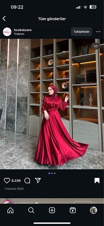 Bordo tesettür saten abiye 36-38 beden uyumlu