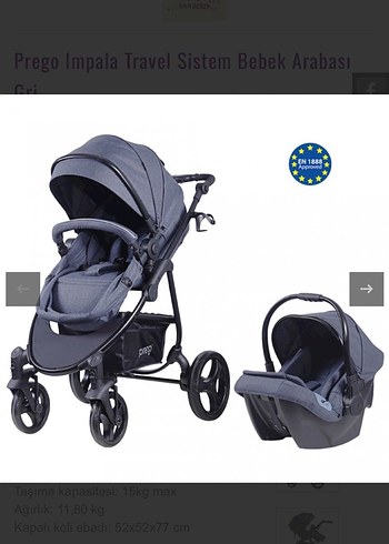 Prego Impala Travel Sistem Bebek Arabası Gri - Görsel 4
