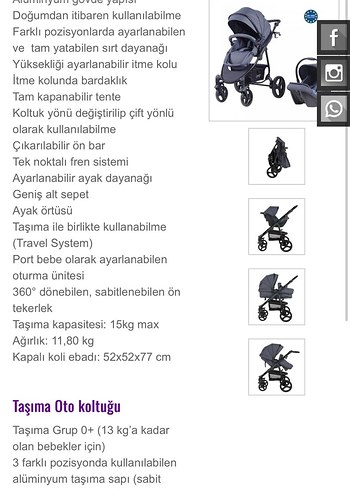 Prego Impala Travel Sistem Bebek Arabası Gri - Görsel 5