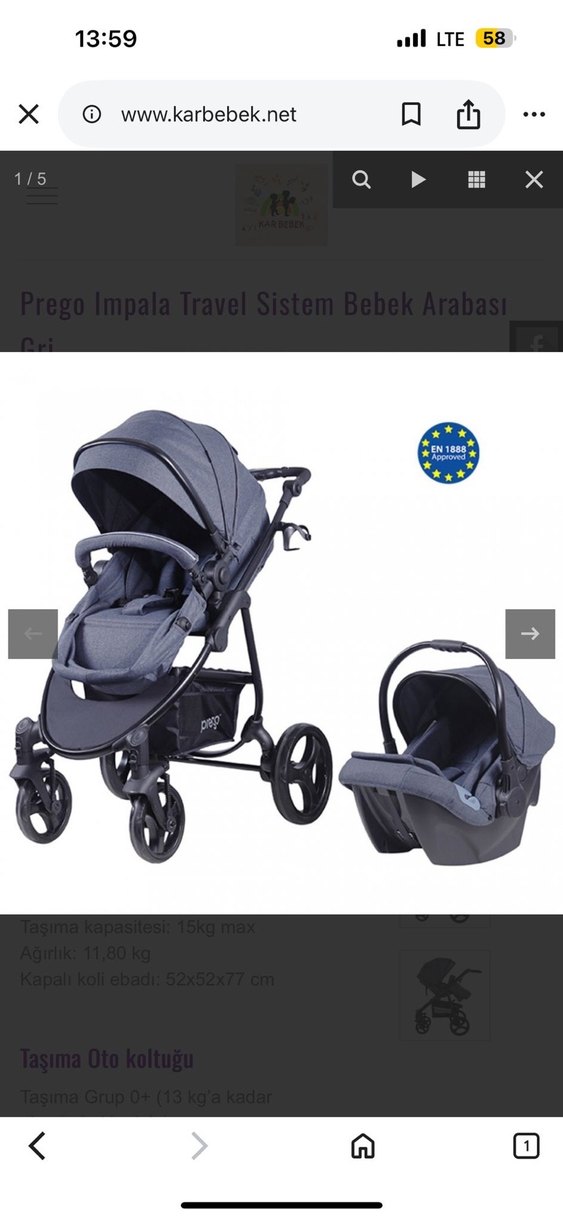 Prego Impala Travel Sistem Bebek Arabası Gri - Görsel 4