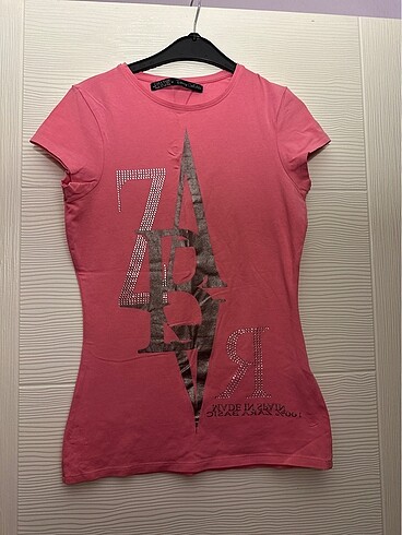 Zara Zara evening collection pembe taşlı tişört