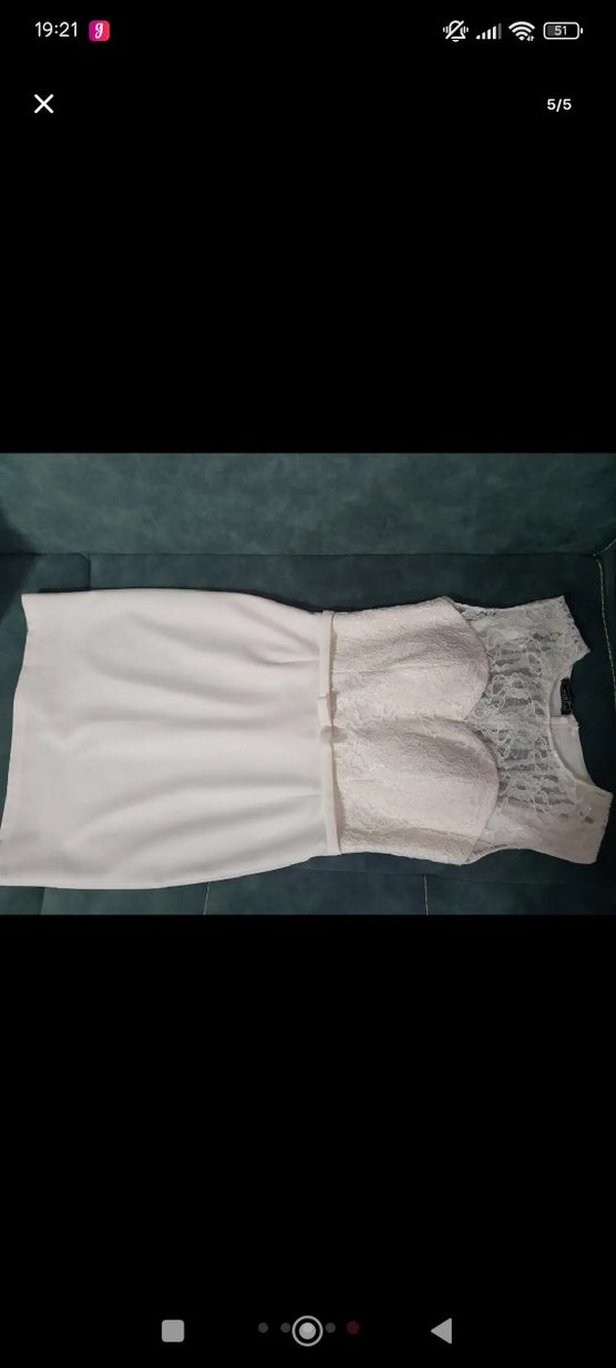 Dantel Detaylı Beyaz Midi Abiye Elbise - Görsel 5