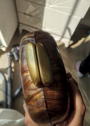 Kahverengi Ahşap Tokalı Kadın Clutch Çanta - Görsel 3