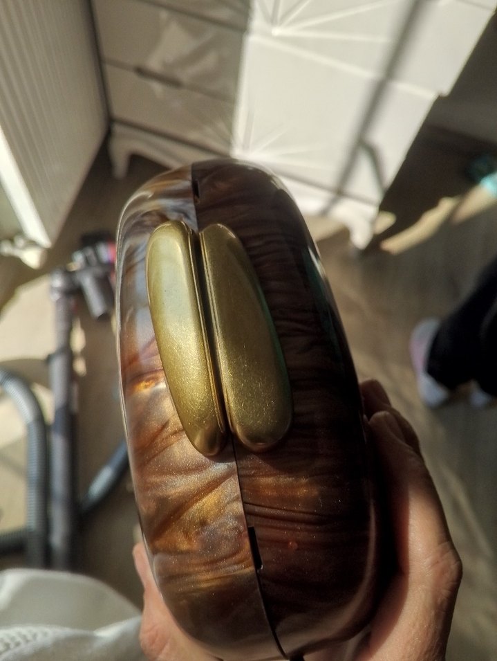 Kahverengi Ahşap Tokalı Kadın Clutch Çanta - Görsel 3