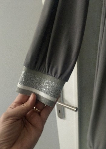 Gri Uzun Kollu Salaş Elbise - Görsel 4