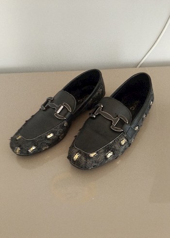 Gri Yılan Desenli Kot loafer - Görsel 2