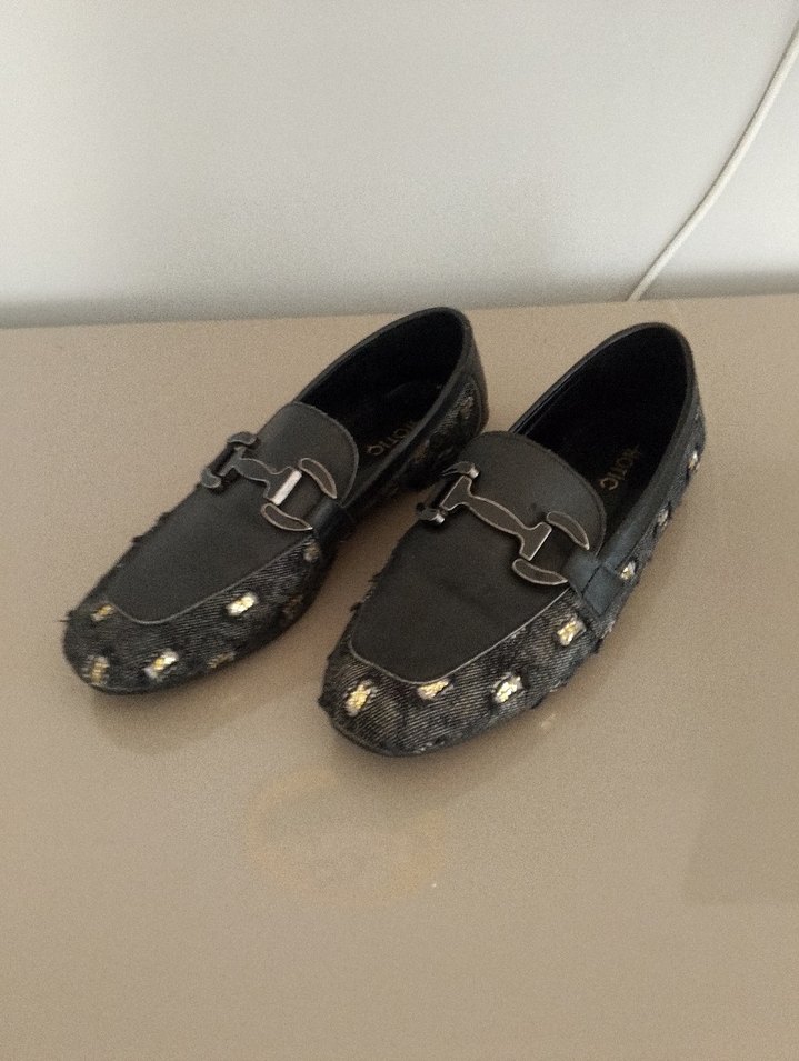 Gri Yılan Desenli Kot loafer - Görsel 2