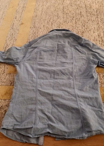 Düğmeli Gri Denim Kadın Gömlek - Görsel 4