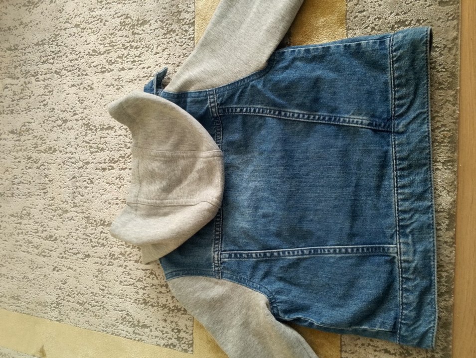 Gri Kapüşonlu  Denim Ceket - Görsel 2