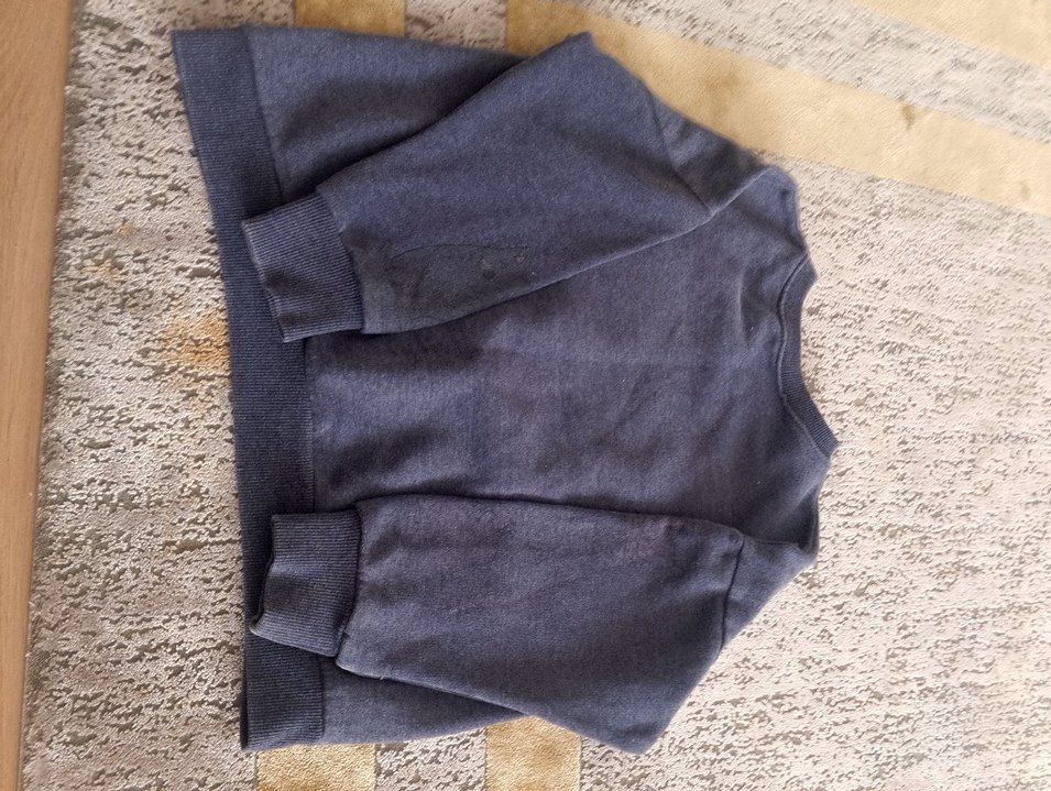 Kız Çocuk Gri Bisiklet Yaka Nakışlı Sweatshirt - Görsel 3