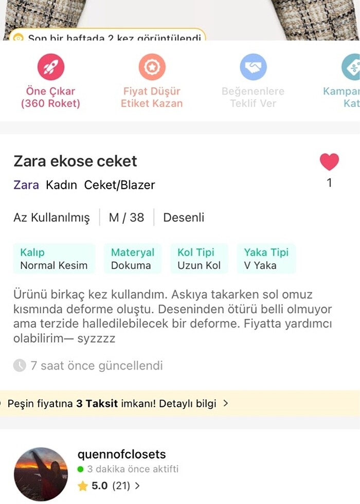 Zara ceket - Görsel 2