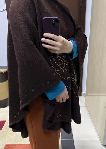 Bol Kesim, Uzun Kahverengi panço - Görsel 7