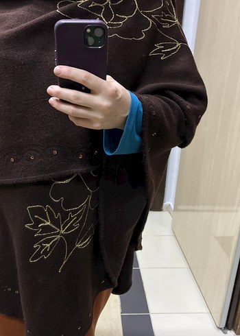 Bol Kesim, Uzun Kahverengi panço - Görsel 5