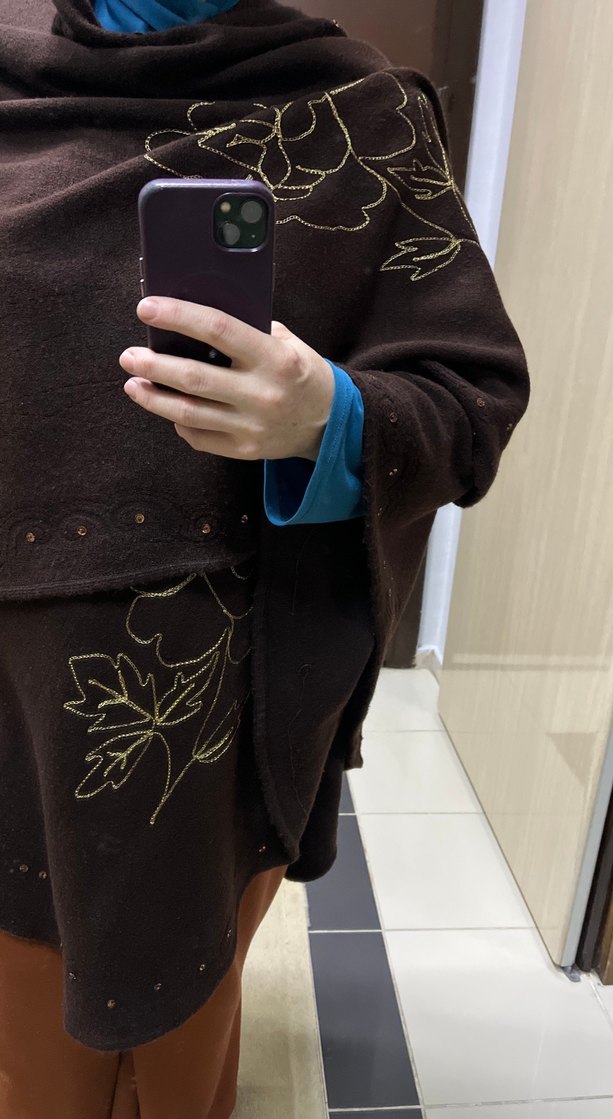 Bol Kesim, Uzun Kahverengi panço - Görsel 5