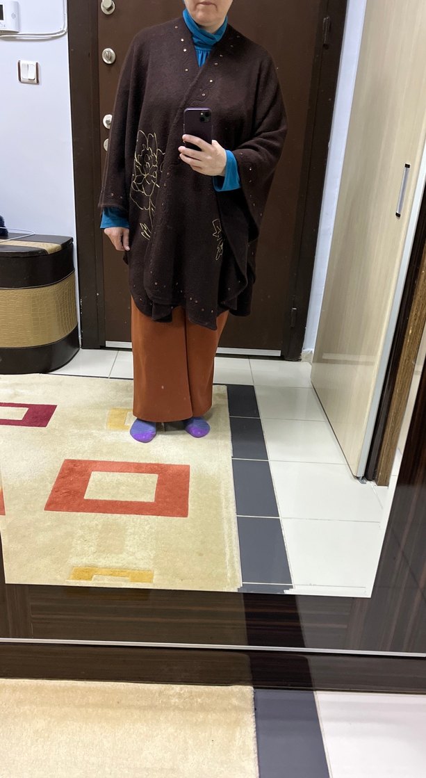 Bol Kesim, Uzun Kahverengi panço - Görsel 2