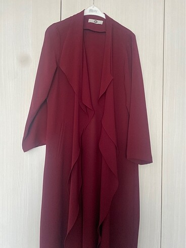 Bordo uzun şifon ceket