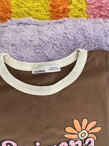s Beden Pull&Bear baskılı crop tshirt