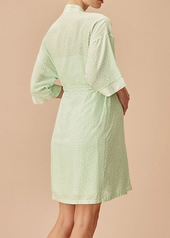 Uzun V Yakalı Yeşil Hamile Gecelik - Görsel 3