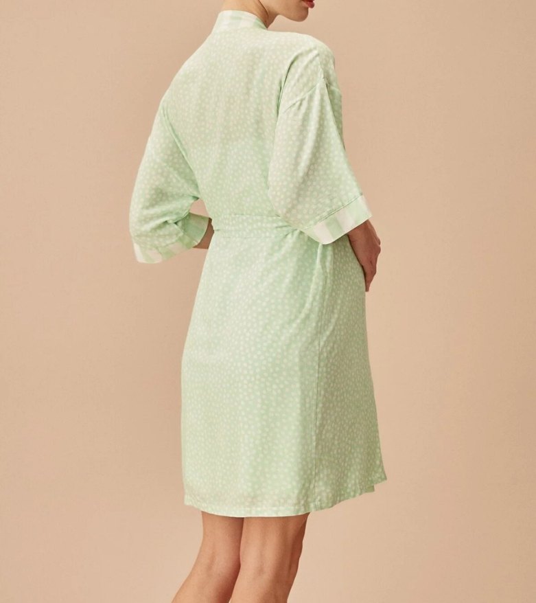 Uzun V Yakalı Yeşil Hamile Gecelik - Görsel 3