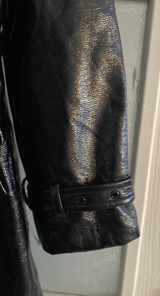 Yılan Desenli Siyah Deri Kemerli Trençkot - Görsel 4