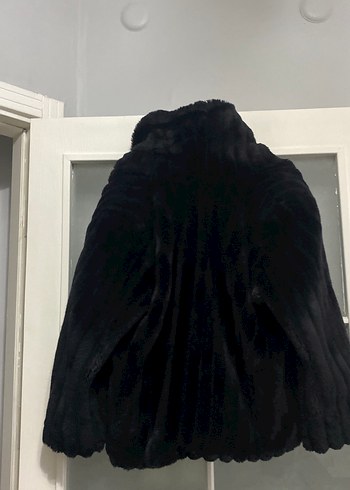 Siyah Kadın kürk manto - Görsel 5