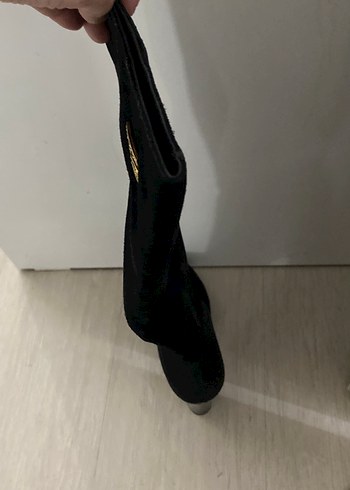 Siyah Süet İnce Topuklu Dizüstü Kadın Çizme - Görsel 5