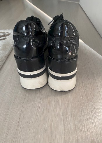Siyah Bağcıklı Platform Kadın Spor Ayakkabı - Görsel 4