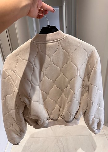 Bej Düğmeli Kadın Kısa Mont - Görsel 2