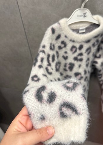 Gri Leopar Desenli Uzun Kollu Kazak - Görsel 2