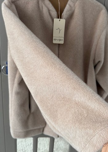 Bej Kadın Peluş Kısa Ceket - Görsel 7