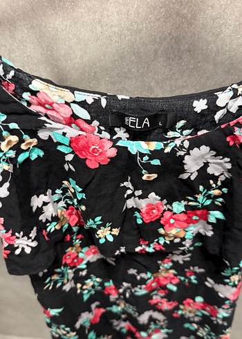 Çiçek Desenli Mini Askılı Elbise - Görsel 2