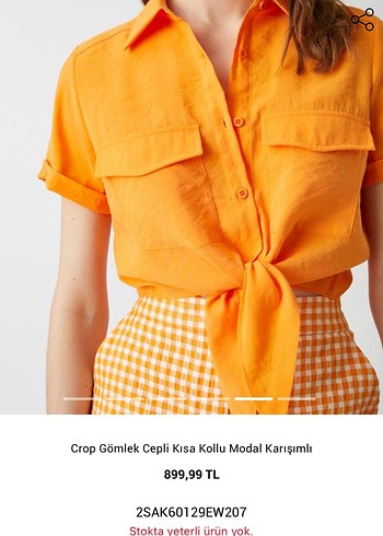 Sarı Kısa Kollu Keten Gömlek - Görsel 3