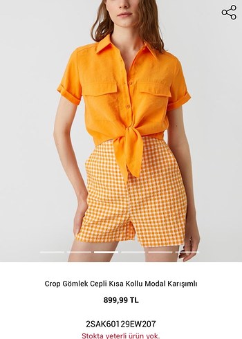 Sarı Kısa Kollu Keten Gömlek - Görsel 4