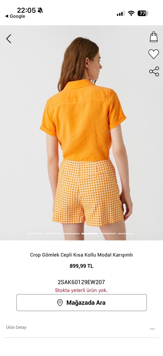 Sarı Kısa Kollu Keten Gömlek - Görsel 2