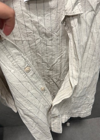 Düğmeli Kısa Kollu Keten Gömlek - Görsel 4