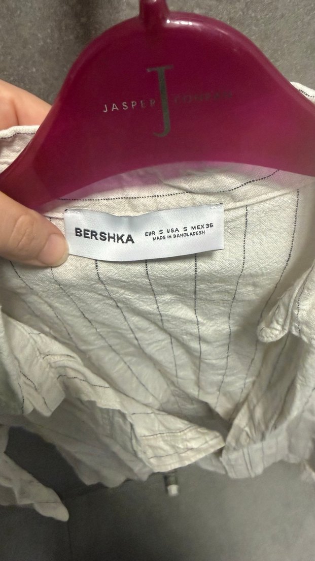 Düğmeli Kısa Kollu Keten Gömlek - Görsel 3