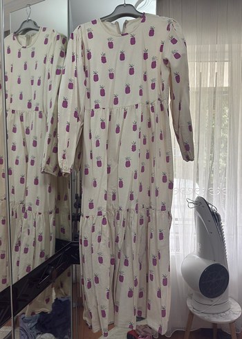 2 adet Bohem Tarz Uzun Kahverengi Çiçekli Elbise - Görsel 2