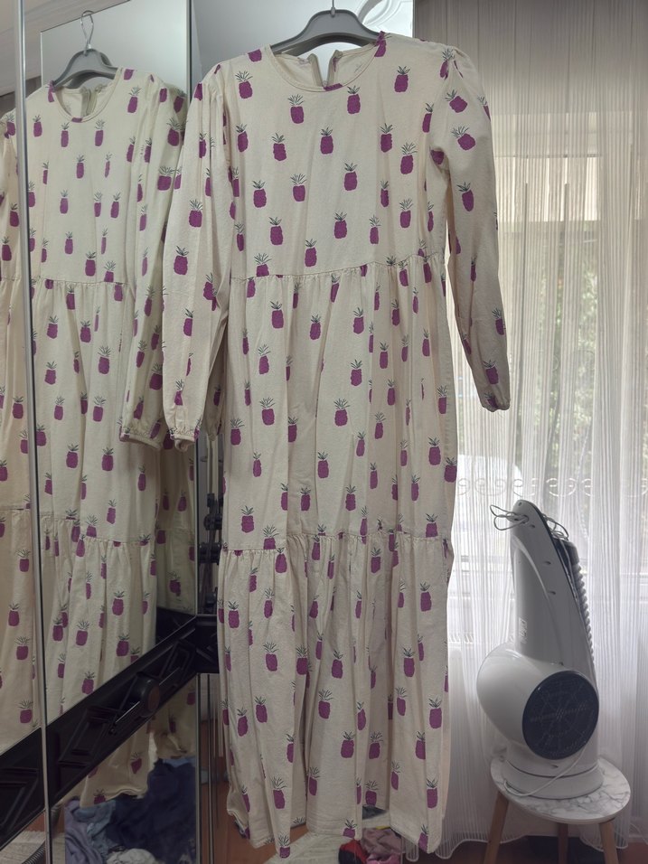 2 adet Bohem Tarz Uzun Kahverengi Çiçekli Elbise - Görsel 2