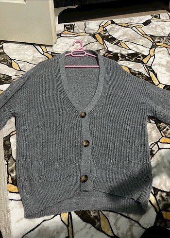 s Beden gri Renk Gri Midi Denim Kadın Hırka