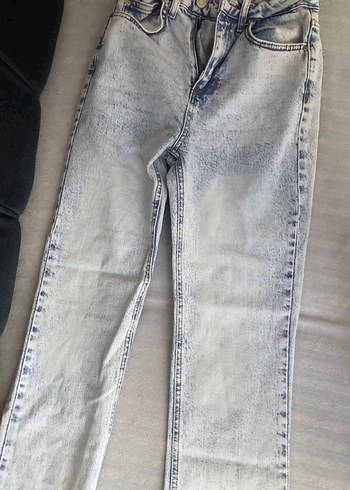 Trendyol & Milla Gri Mavi Batik Desenli Midi Boy Kadın Kot Pantolon