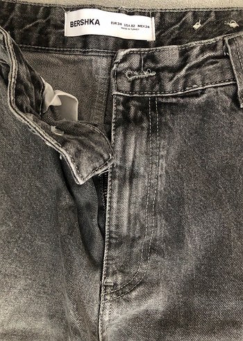 34 Beden Gri Kadın Denim Bol Kesim Jean