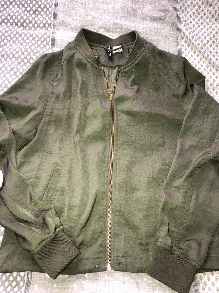 Kadın Haki Keten Fermuarlı Ceket - Görsel 2