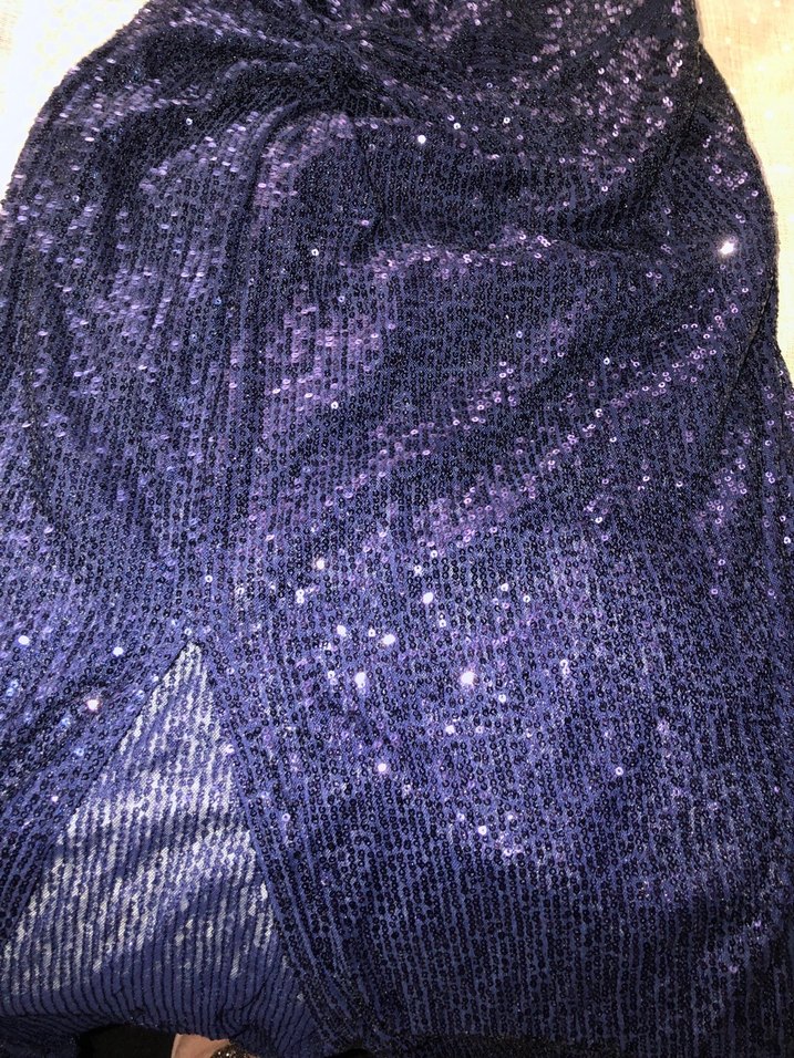 Lacivert Drapeli Uzun Abiye Elbise - Görsel 4