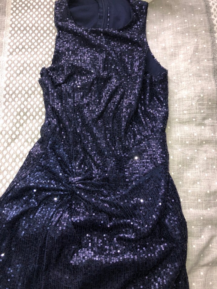 Lacivert Drapeli Uzun Abiye Elbise - Görsel 3