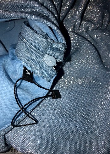 Askılı Drapeli Uzun Mavi Kadın Elbise - Görsel 3