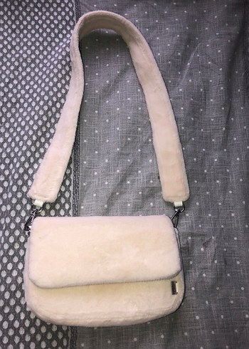 Beyaz Peluş Kadın Omuz Çantası - Görsel 2