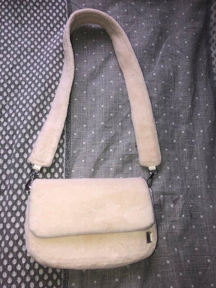 Beyaz Peluş Kadın Omuz Çantası - Görsel 2