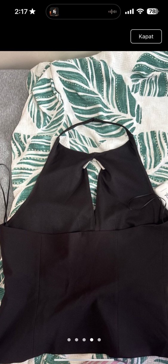 Siyah Parlak Midi Halter Yaka Elbise - Görsel 2