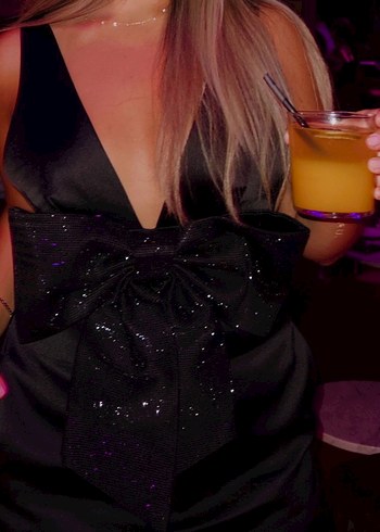 Siyah V Yaka Midi Abiye Elbise - Görsel 3