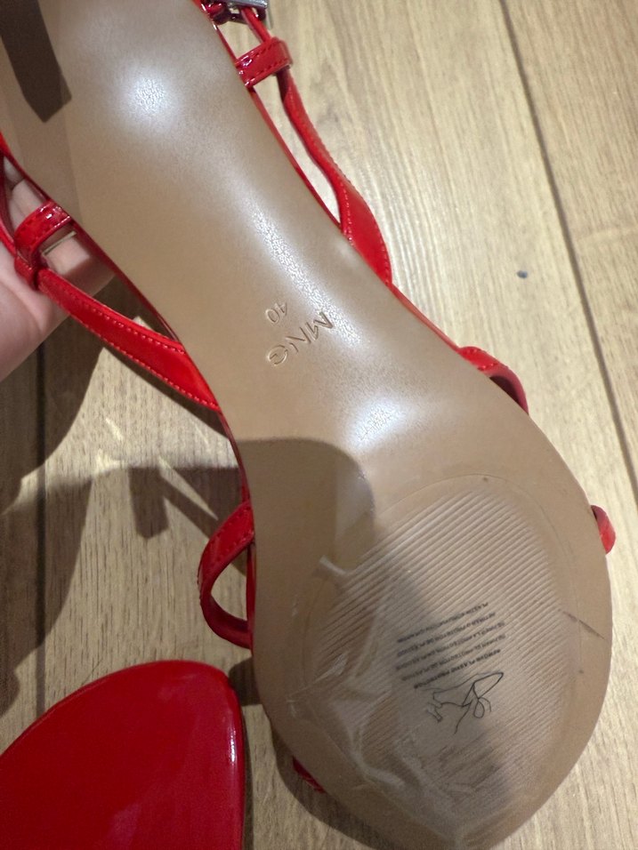 Kırmızı Rugan Tokalı İnce Topuklu Kadın Sandalet - Görsel 3